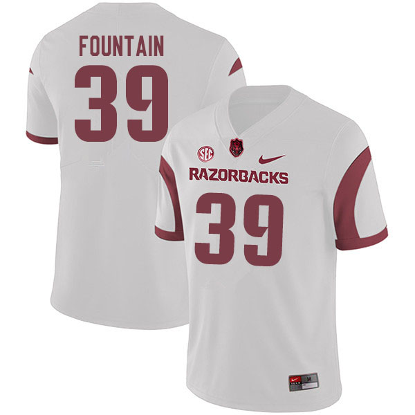 Men #39 H.T. Fountain Arkansas Razorbacks College Football Jerseys Sale-White